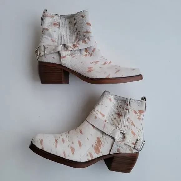 Sam Edelman Bellamie Calf Hair Western Booties in size 9.5 Ivory Brahma - Picture 4 of 12